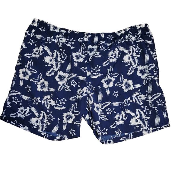 St. John's Bay Men's Blue Floral Swim Trunks XXL Tropical Beachy Vacation Cruise - Picture 1 of 7